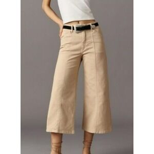 Anthropologie Maeve The Delaney Crop Clean-Seamed High-Rise Wide-Leg Jeans 27P